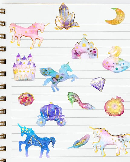 Cute Craft Stickers, Aesthetic Glitter, Tear-Resist, Waterproof Decals for Laptop, Water Bottle, Hydroflasks, Scapbooking, Planner Pack for Teens, Girls, Kids