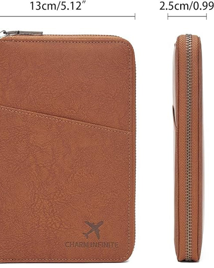 Family Passport Holder Wallet RFID Blocking Zippered Passport Wallet,Women and Men Travel Wallet Ladies Passport Cover