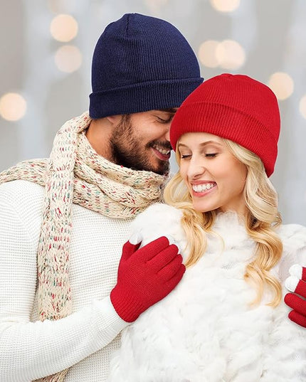 SATINIOR 56 Pieces Bulk Winter Beanies Gloves Set Touchscreen Gloves Hats Combo Pack for Winter Homeless Men Women