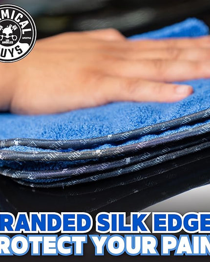 Chemical Guys Professional Grade Premium Microfiber Towels for Cars, Blue, 16" x 16", Ultra-Soft and Scratch-Free Car Detailing Cloths for Trucks, Motorcycles, and More - 3 Pack