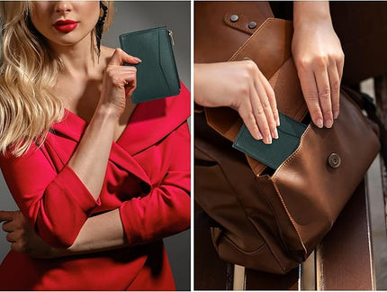 Oak Leathers Leather Wallet For Women - Small RFID Coin Purse Credit Card & ID Holder for Ladies, Gift for Women's, Bifold Wallets (Nappa Dark Green)