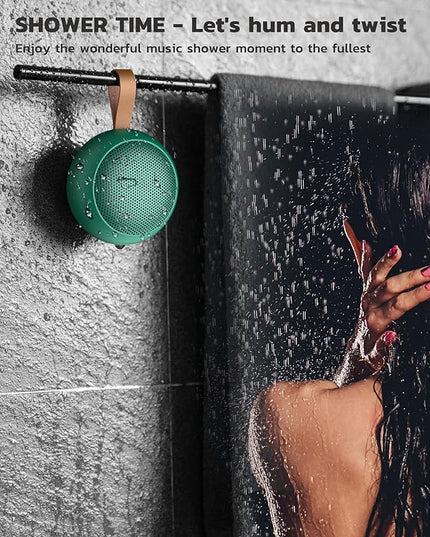 IPX7 Waterproof Shower Portable Bluetooth Speaker, Small Speaker Wireless Bluetooth with Loud Sound, Support TF Care/Built-in Mic- for Carabiner, Beach, Camping, Hiking, Pool, Great Gift (Green)