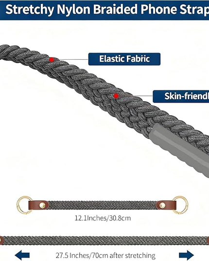 Stretchy Phone Lanyard Tether, 2 Pack Phone Leash Anti-theft Phone Strap for Anti-drop Outdoor Hiking Cycling Climbing Universal for Most Cell Phones, Space Gray