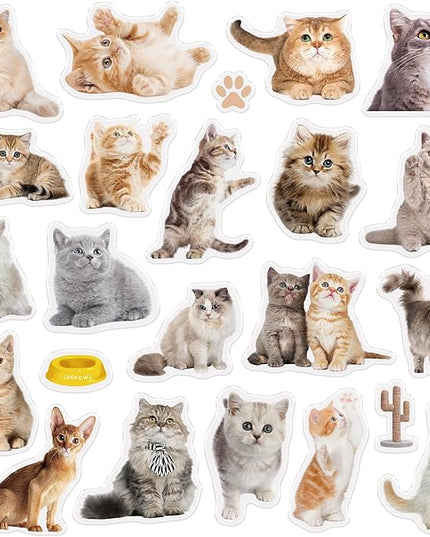 20 Pcs Cat Thick Gel Clings Kitten Window Gel Clings Decals Stickers for Kids Toddlers and Adults Cute Reusable Window Clings for Home Airplane Classroom Nursery Cat Party Supplies Decorations