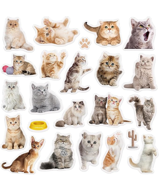 20 Pcs Cat Thick Gel Clings Kitten Window Gel Clings Decals Stickers for Kids Toddlers and Adults Cute Reusable Window Clings for Home Airplane Classroom Nursery Cat Party Supplies Decorations