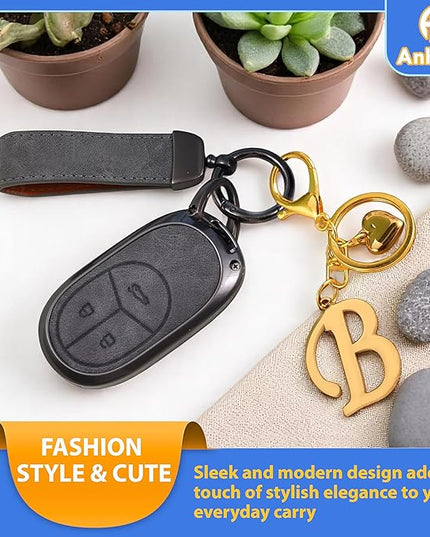 A-Z Heart Initial Letter Keychain, Stainless Steel Alphabet Charm for Handbags, Gift for Women and Girls
