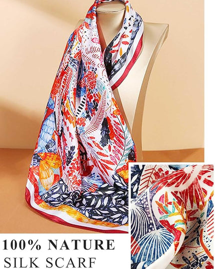 100% Mulberry Silk Scarf for Women Hair Lightweight Square Neckerchief Wrap For Head Scarves 21"