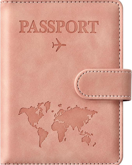 Eoehro Passport Holder for Travel Essentials, Passport Wallet Cover Case for Travel Must Haves Accessories,Passport Book Holders for Women and Men(light pink)