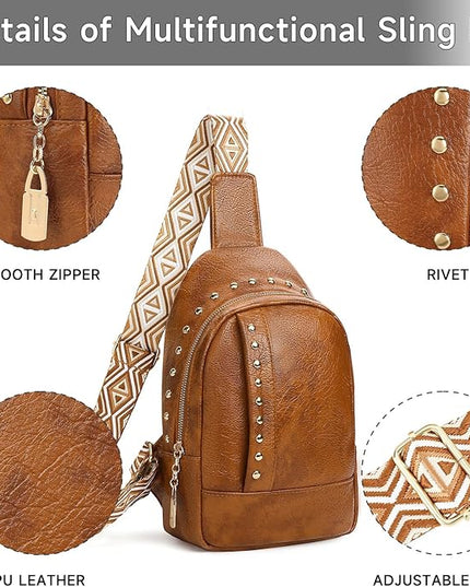 FALAN MULE Crossbody Bags for Women Trendy Leather Sling Chest Bag Fanny Packs for Women