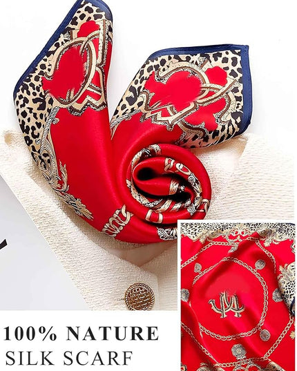 100% Mulberry Silk Scarf for Women Hair Lightweight Square Neckerchief Wrap For Head Scarves 21"