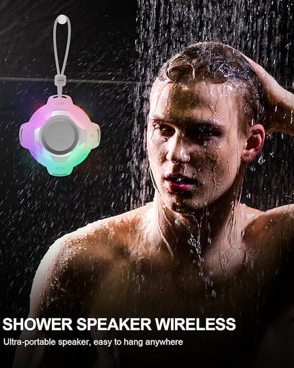 comiso Shower Bluetooth Speaker, Waterproof Bluetooth Speakers IPX7, Floating Portable Wireless Speaker with LED Light, Loud HD Sound and Bass for Travel Beach Shower, Ideal Gifts for Men and Women