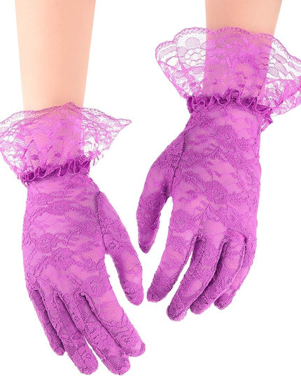 SATINIOR Ladies Lace Gloves for Women Tea Party Elegant Short Courtesy Gloves for Wedding Dinner Opera Parties