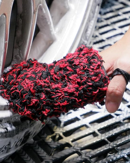 Premium 7PCS Car Wheel Rims Detail Cleaning PRO Wash Kit, Wheel Wash Mitt, Tire Brush,2PCS Soft Woolies Wheels Brush,Detailing Brush and Tire Dressing Pad,Microfiber Dry Towel Scratch-Free Cleaning