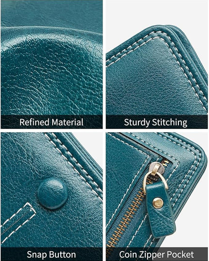 TFKGS Slim Wallet for Women RFID Wallet Women Small Wallets Woman Thin Credit Card Holder RFID Blocking Bifold Compact Pocket Ladies Leather Peacock Blue Mini Purse