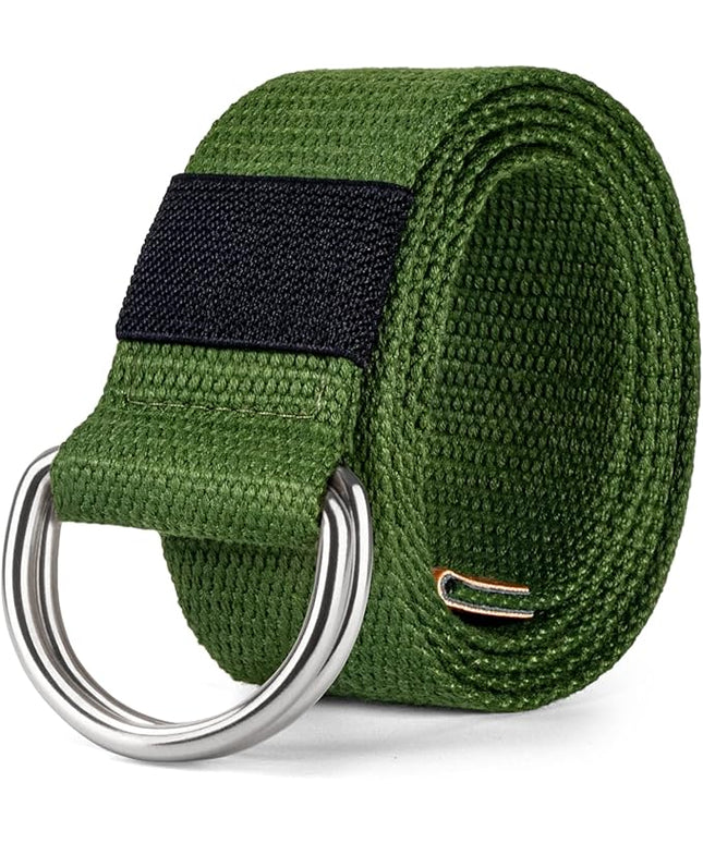 maikun Mens & Womens Canvas Belt with Black D-ring Buckle 1 1/2" Wide Solid Color Fabric Belt for Men