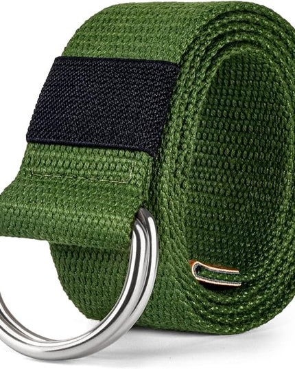 maikun Mens & Womens Canvas Belt with Black D-ring Buckle 1 1/2" Wide Solid Color Fabric Belt for Men