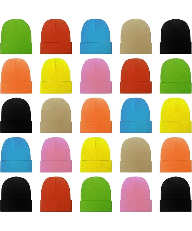 LYDTICK 25 Pack Winter Beanie Hats Bulk for Men Women, Wholesale Knit Beanies Cold Weather Skull Caps