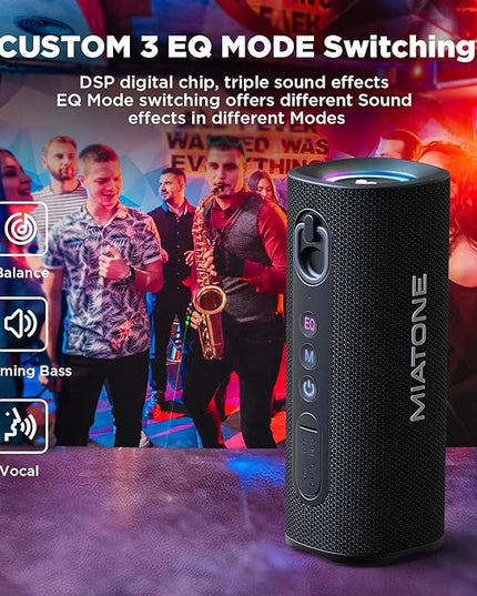 MIATONE Bluetooth Speaker 40W BT 6.0 Outdoor Portable Bluetooth Speakers with 3 EQ,Deep Bass,24H Playtime TWS,IPX7 Waterproof Shower Speakers Bluetooth Wireless Portable Speaker for Party/Beach-Black