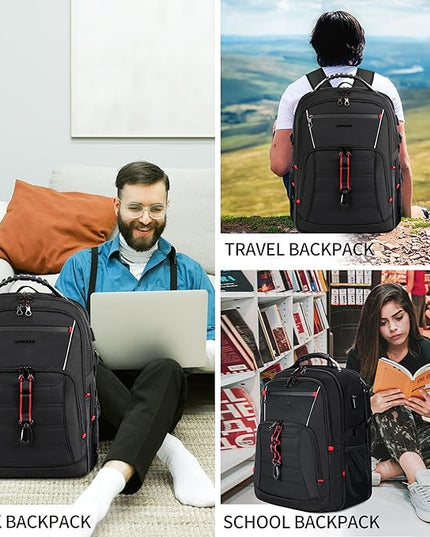 KROSER Travel Laptop Backpack 17.3 inch XL Computer Backpack Stylish College Backpack with RFID Pockets USB Charging Port REFLECTIVE STRIPS Water-Repellent Daypack for Business/Men