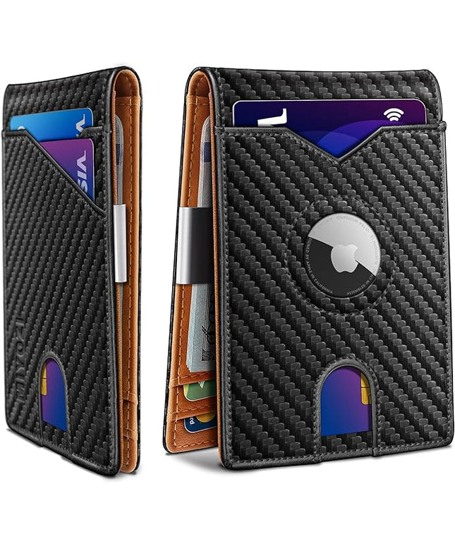 miyozi Airtag Wallet for Men,with Money Clip 11 Cards Slim Front Pocket Leather RFID Blocking Wallet with Gift Box