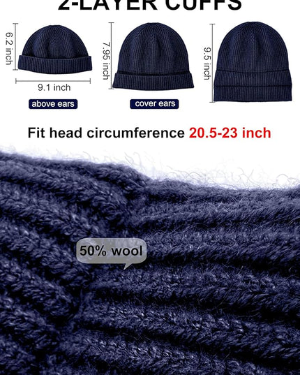vidsel Thin Wool Fisherman Beanie Hat for Men Women Fall Winter,Short Knit Cuffed Fashion Trawler Skull Cap,Watch Cap
