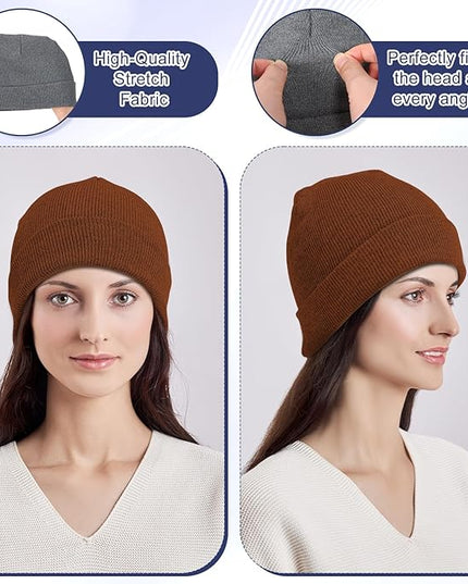 Winter Beanie Hats Bulk for Women Men Cozy Knitted Cuffed Skull Cap Soft Ski Hat for Homeless Gift Donation