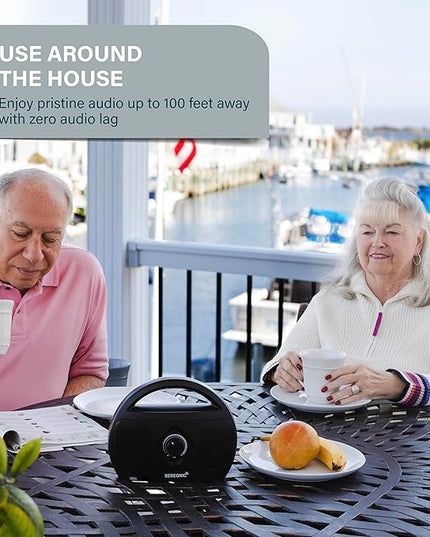 Portable Wireless TV Speakers - Ideal for TV Watching Without The Blaring Volume - Wireless Speakers Designed for Hard of Hearing, Elderly, and Seniors