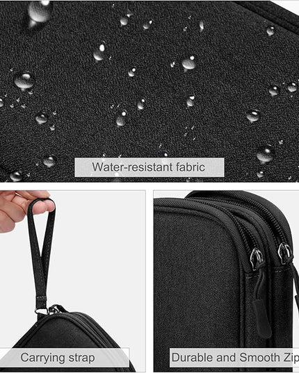 FYY Electronic Organizer, Travel Cable Organizer Bag Pouch Electronic Accessories Carry Case Portable Waterproof Double Layers Storage Bag for Cable, Cord, Charger, Phone, Earphone, Medium, Black