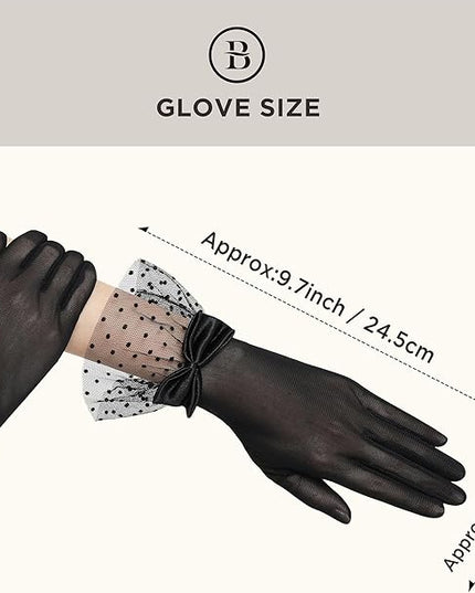 BABEYOND Lace Gloves for Women - Bow Short Prom Gloves Evening Elegant Accessories for Wedding Opera Party