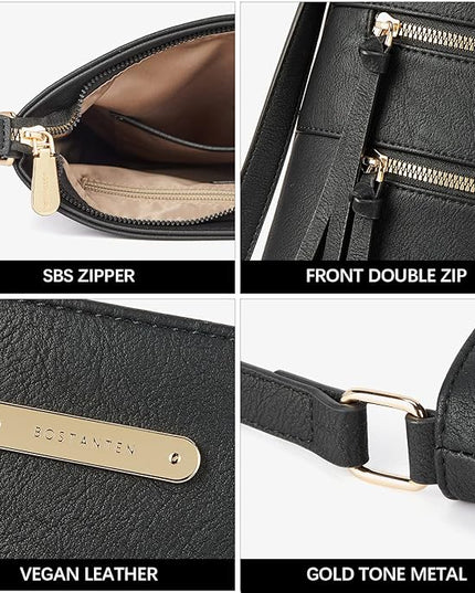 BOSTANTEN Crossbody Purses for Women Medium Shoulder Bag Quilted Handbags with Zipper Pocket