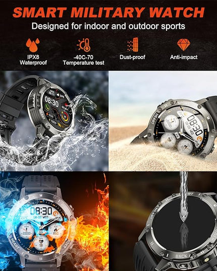 Smart Watch for Men Fitness Tracker: Bluetooth Waterproof Make Answer Call Digital Mens Watches Running Smartwatch for Android Phones iPhone Samsung Compatible Step Pedometer Sleep Heart Rate Monitor
