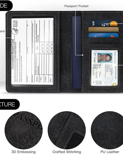 VIDIVICI 2 Pack Passport & Vaccine Card Holder - Pink&Black RFID Blocking Travel Must Have