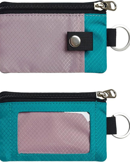 Minimalist RFID Blocking Small Wallet with ID Window,WaterResistant Zip Id Case Wallet with Lanyard Keychain for Cards,Cash,Travel,Women,Men