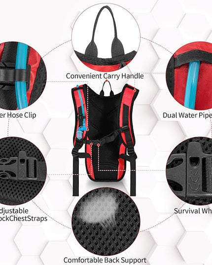 Hydration Backpack with Leak Proof Water Bladder, Lightweight Hydro Water Daypack for Rave, Cycling, Running, Hiking, Climbing