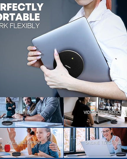 M4 Pro Speakerphone, Conference Microphone with Directional Voice Pickup, Enhanced Voice Pickup, AI Transcription, AI Noise Reduction, USB C, Bluetooth Speakerphone for Personal Workspaces