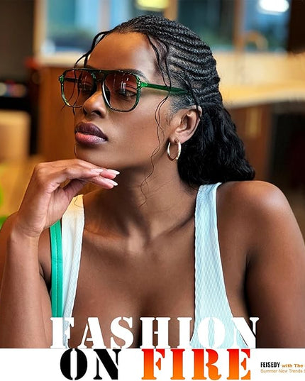 FEISEDY Retro Square Aviator Sunglasses Women Men 70s Vintage Trendy Plastic Frame Sun Glasses B2835