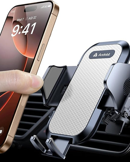 andobil Phone Holders for Your Car - Air Vent Phone Mount, Ultra-Stable Metal Clip with Anti-Shake & 360° Rotation, Universal Car Mount Fit iPhone 17/16/15/14/13/12 Pro Max/Android/Samsung Gary