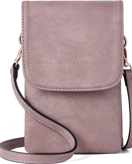BOSTANTEN Vegan Leather Small Crossbody Bags for Women Designer Cell Phone Bag Wallet Purses Adjustable Strap