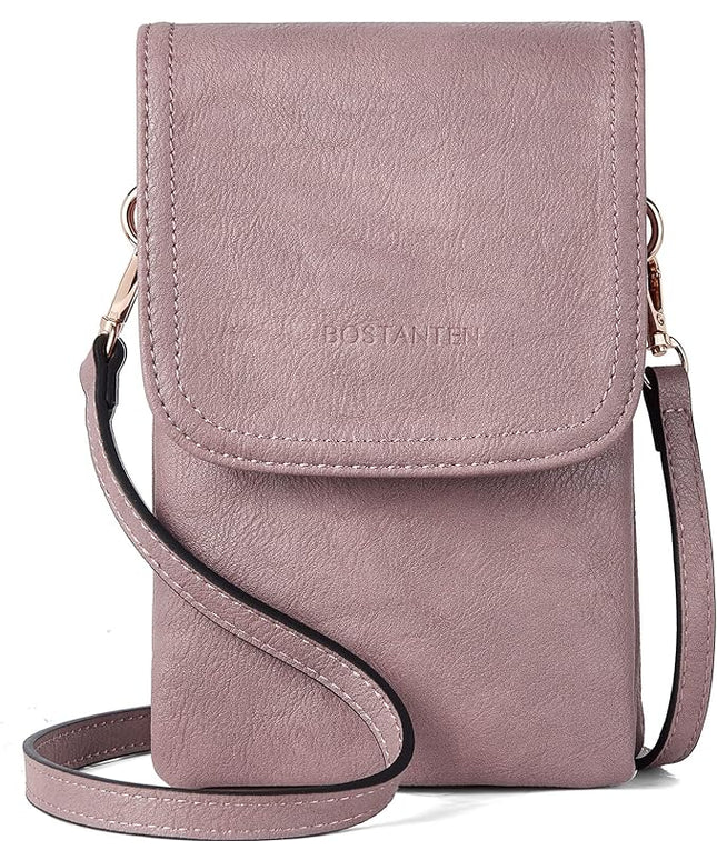 BOSTANTEN Vegan Leather Small Crossbody Bags for Women Designer Cell Phone Bag Wallet Purses Adjustable Strap