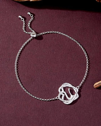 TOUPOP Gifts for Women Heart Initial Bracelet 925 Sterling Silver Double Heart Bracelet Birthday Jewelry Birthday Christmas Gifts for Her Wife Girlfriend