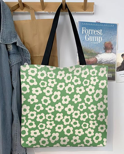 Canvas Tote Bag for Women，Cute Heavy-Duty Shoulder Bag with Zipper Pocket -Travel Tote for Grocery, Gym,Shopping
