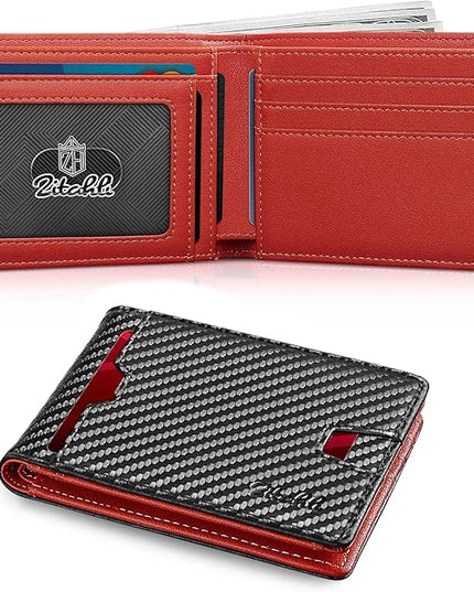 Zitahli Mens-Wallet-Slim-Leather-RFID Blocking Wallet for Men Minimalist Bifold Credit Card Holder with Gift Box