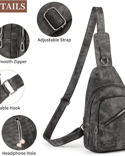 FALAN MULE Crossbody Bags for Women Trendy Leather Sling Chest Bag Fanny Packs for Women