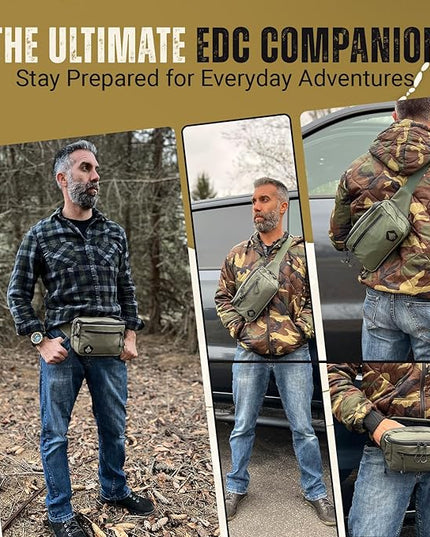 HighSpeedDaddy Carry Fanny Pack - 500D Water-Resistant Nylon, Quick Access CCW Pocket, YKK AquaGuard Zippers, EDC Bag with Adjustable Waist (upto 49"), Everyday Carry for Men & Women - Green