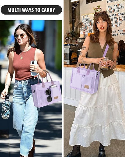 Canvas Tote Bag for Women Crossbody Work Purse with Pockets Top Handle Handbag Satchel Bags for Travel Nurse Teacher