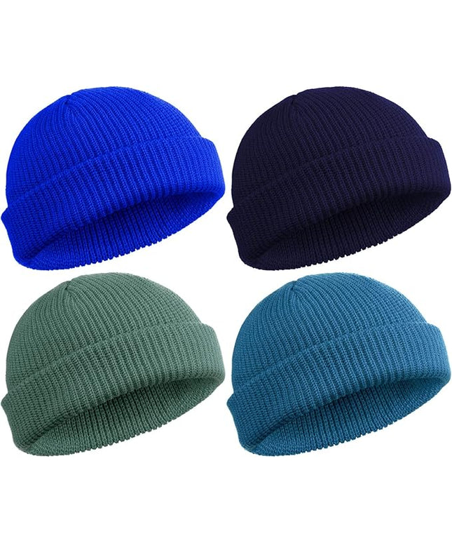 SATINIOR 4 Pieces Trawler Beanie Watch Hat Roll up Edge Skullcap Fisherman Beanie Unisex