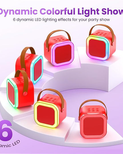 Karaoke Machine for Kids Adults, Portable Bluetooth Speaker with 2 Wireless Karaoke Microphones, 2026 TOP Birthday for Girls Boys 3,4,5,6,7,8+Year Old Toddler Toys Karaoke Player(Red)