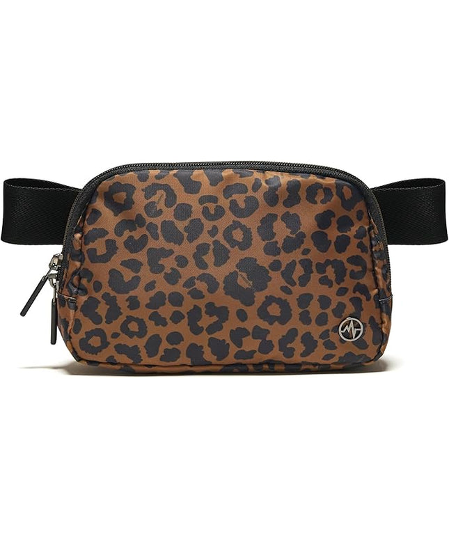 Pander Two Way Zipper Fanny Pack Nylon Everywhere Belt Bag for Women, Water Repellent Waist Packs, Crossbody Bags with Adjustable Strap (Midnight Leopard)