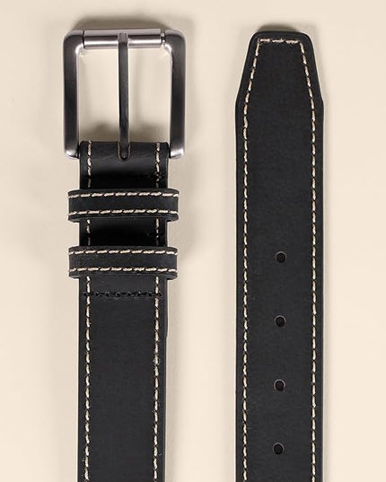 Amazon Essentials mens Stitched Edge Leather Belt