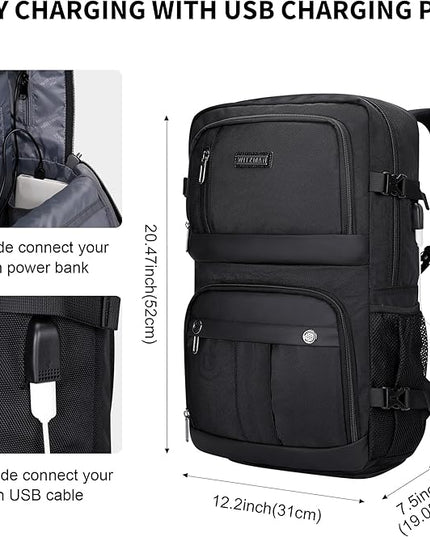 WITZMAN Carry on Travel Backpack for Men Women Laptop Backpack with USB Charging Port Airline Approved(B683 Classic Black)